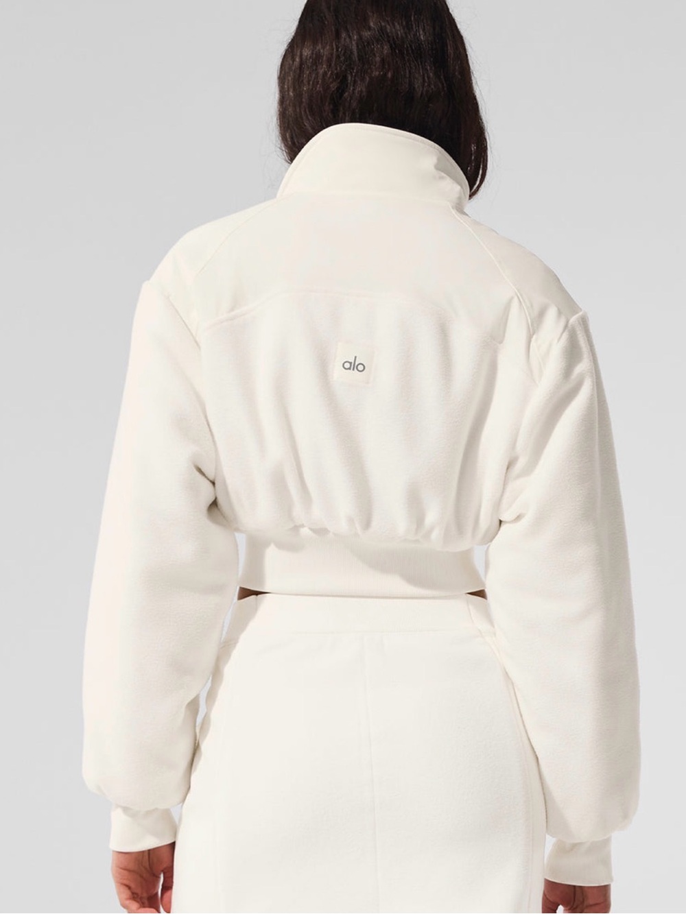 ALO Polar Fleece Cropped Wintry Mix Jacket M - Picture 2 of 5